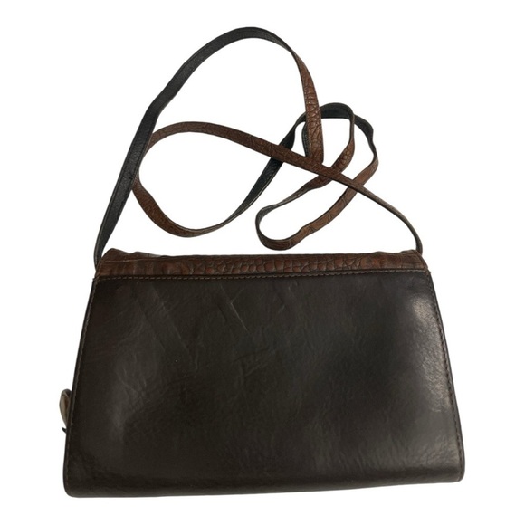 Croc Effect Brighton Leather Purse Tan, Brown And Black Wallet Purse - Picture 2 of 9